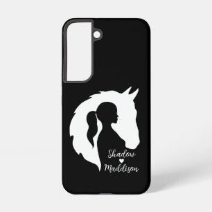Coque Samsung Galaxy Silhouette de cheval et de fille amoureuse des che