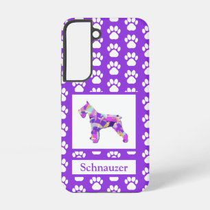 Coque Samsung Galaxy Silhouette de chien Schnauzer Patte Violet PY&B