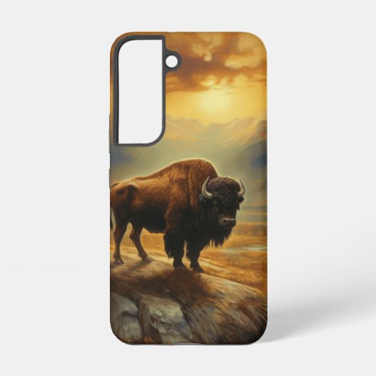 Coque Samsung Galaxy Silhouette du coucher de soleil de bison de buffle (Verso)