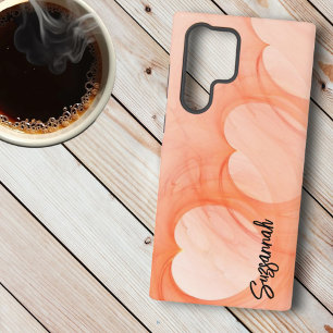 Coque Samsung Galaxy Silky Orange Heart Line Art Abstrait Personnalisé