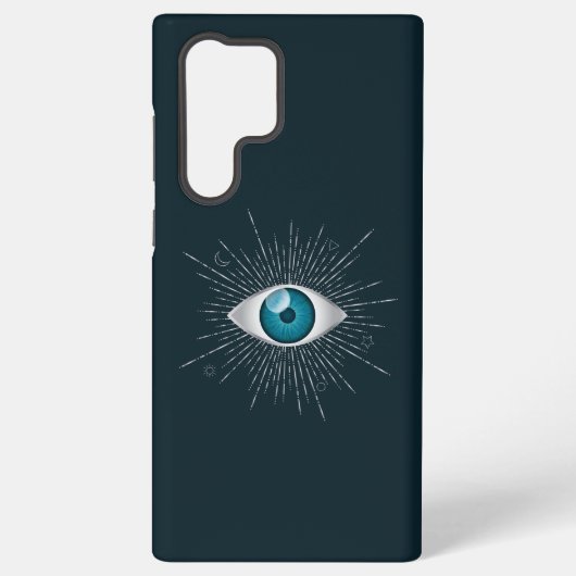 Coque Samsung Galaxy Silver et bleu Turquoise Mystic Aqua Eye Evil Naza (Verso)