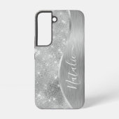 Coque Samsung Galaxy Silver Glitter Glam Bling Personalized (Verso)