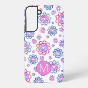 Coque Samsung Galaxy Simple Lotus Flower Monogramme rose Pastel Vert