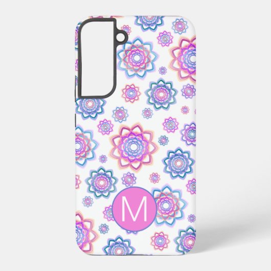 Coque Samsung Galaxy Simple Lotus Flower Monogramme rose Pastel Vert (Verso)