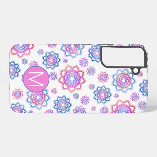 Coque Samsung Galaxy Simple Lotus Flower Monogramme rose Pastel Vert (Verso Horizontal)