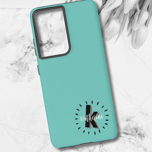 Coque Samsung Galaxy Simple Monogramme Initial De Script Moderne