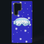 Coque Samsung Galaxy Ski Goggers Snowflake Dance<br><div class="desc">Ski Goggles avec réflexion de montagne. Les lunettes de ski et le Motif Snowflake sur arrière - plan bleu. Sport ludique design d'hiver.</div>