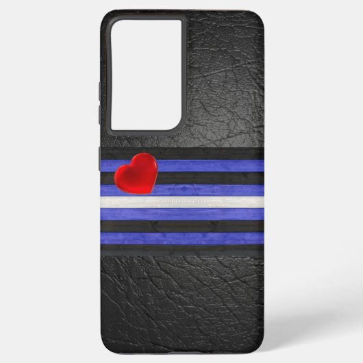 Coque Samsung Galaxy SlipperyJoe's cuir drapeau orgueil noir bleu royal (Verso)