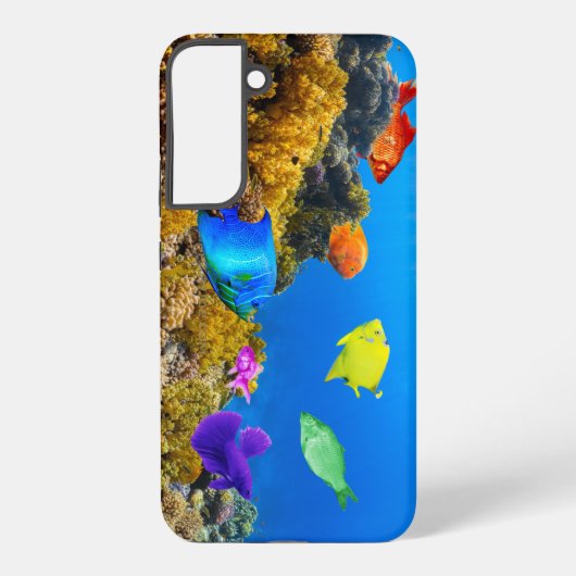 Coque Samsung Galaxy SlipperyJoe's Fish Pride tropicale vert bleu pourp (Verso)