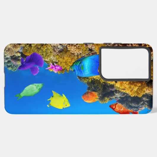 Coque Samsung Galaxy SlipperyJoe's Fish Pride tropicale vert bleu pourp (Côté gauche)