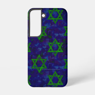 Coque Samsung Galaxy SlipperyJoe's Hanukkah rangées vertes Étoiles de D