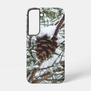 Coque Samsung Galaxy Snowy Pine Cône II hiver Photographie de la nature