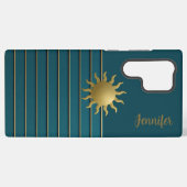 Coque Samsung Galaxy Soleil rayonnant sur Turquoise (Verso Horizontal)