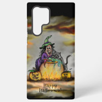 Sorcière et chat noir, Happy Halloween !