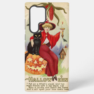 Coque Samsung Galaxy Sorcière vintage d'Halloween et chat noir