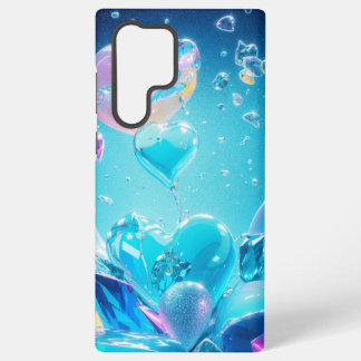 Coque Samsung Galaxy Sparkling Crystal Hearts and Bubbles Phone Case