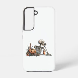 Coque Samsung Galaxy Squelette avec citrouille et boire. Halloween