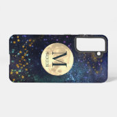 Coque Samsung Galaxy Stars d'or de l'espace céleste et monogramme de lu (Verso Horizontal)