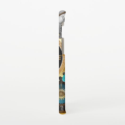 Coque Samsung Galaxy Steampunk Clock and Turquoise Roses on Striped (Côté gauche)