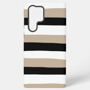 Coque Samsung Galaxy Stripes inégales - Taupe, noir et blanc