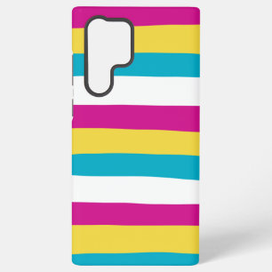 Coque Samsung Galaxy Stripes inégales - Turquoise, Jaune, Rose et Blanc