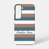 Coque Samsung Galaxy Stripes Motif Personnaliser Brown Turquoise Blanc (Verso)
