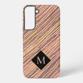 Coque Samsung Galaxy Stripes simples Moderne Monogramme Jaune Or Rose (Verso)