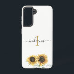 Coque Samsung Galaxy Sunflower Eucalyptus Monogramme Script moderne<br><div class="desc">Sunflower Eucalyptus Monogramme Script Moderne Samsung Galaxy S21 Coque</div>
