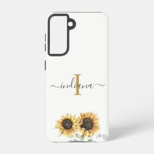 Coque Samsung Galaxy Sunflower Eucalyptus Monogramme Script moderne