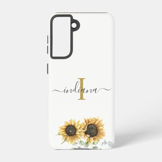 Coque Samsung Galaxy Sunflower Eucalyptus Monogramme Script moderne (Verso)