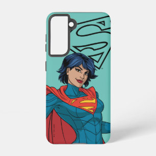 Coque Samsung Galaxy Supergirl Hovering en costume bleu