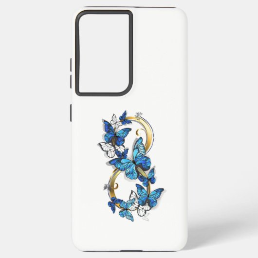 Coque Samsung Galaxy Symbole infini de papillons Morpho bleus (Verso)