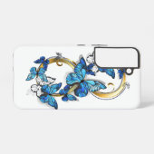 Coque Samsung Galaxy Symbole Infini de Papillons Morpho Bleus (Verso Horizontal)