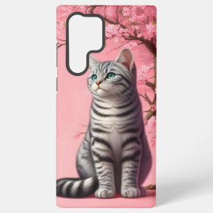 Coque Samsung Galaxy Tabby Chat Japonais Cerisier Fleur Kitten