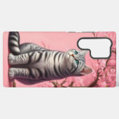 Coque Samsung Galaxy Tabby Chat Japonais Cerisier Fleur Kitten (Verso Horizontal)