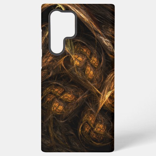 Coque Samsung Galaxy Terre Mère Art Abstrait Moderne Fractale Dorée (Verso)