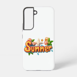 Coque Samsung Galaxy Texte d'été coloré avec éléments de plage