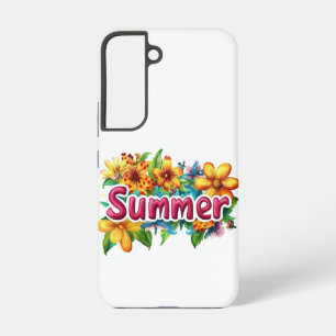 Coque Samsung Galaxy Texte d'été - Illustration colorée de fleurs d'été