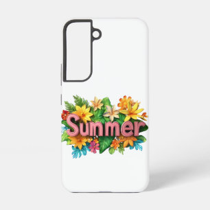 Coque Samsung Galaxy Texte d'été - Illustration de fleurs d'été colorée