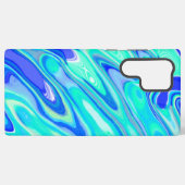 Coque Samsung Galaxy Texture Abstraite en marbre bleu turquoise (Verso Horizontal)