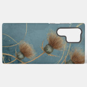 Coque Samsung Galaxy Texture Élégance Bleu Sarcelle Chardon Doré (Verso Horizontal)
