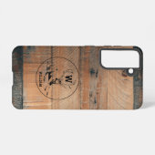 Coque Samsung Galaxy Texture en bois rustique et monogramme de cerfs su (Verso Horizontal)
