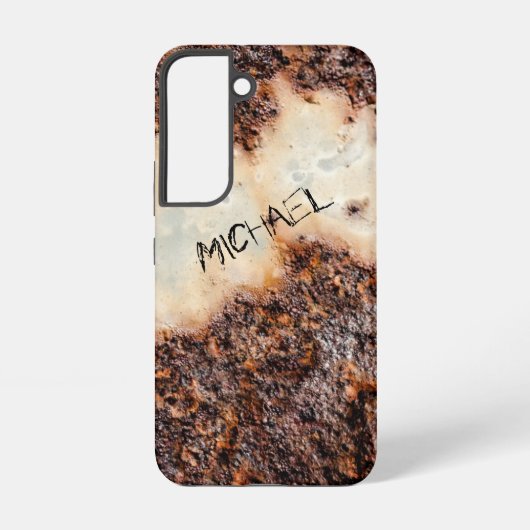 Coque Samsung Galaxy Texture métallique rouille brun cool Nom personnal (Verso)