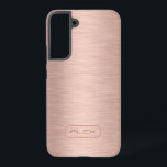 Coque Samsung Galaxy Texture rose-or métallique, monogramme personnalis<br><div class="desc">Texture rose-or simple avec monogramme personnalisable.</div>