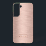 Coque Samsung Galaxy Texture rose-or métallique, monogramme personnalis<br><div class="desc">Texture rose-or simple avec monogramme personnalisable.</div>