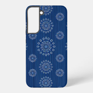 Coque Samsung Galaxy Texture Sunmica bleu élégant avec motif floral
