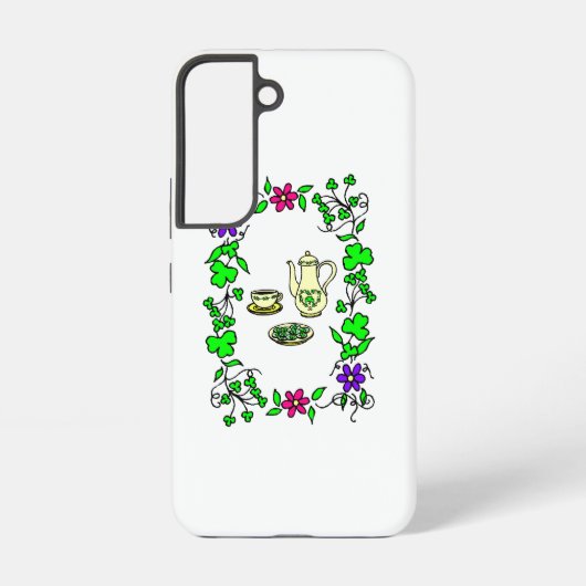 Coque Samsung Galaxy Thème de la Saint-Patrick Ensemble à thé irlandais (Verso)