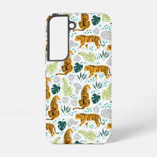 Coque Samsung Galaxy Tigres et Feuilles tropicaux Motifs