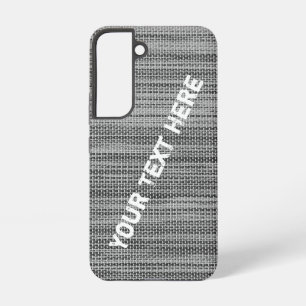 Coque Samsung Galaxy Tissu Gris Faux Nom de Texte Personnalisé