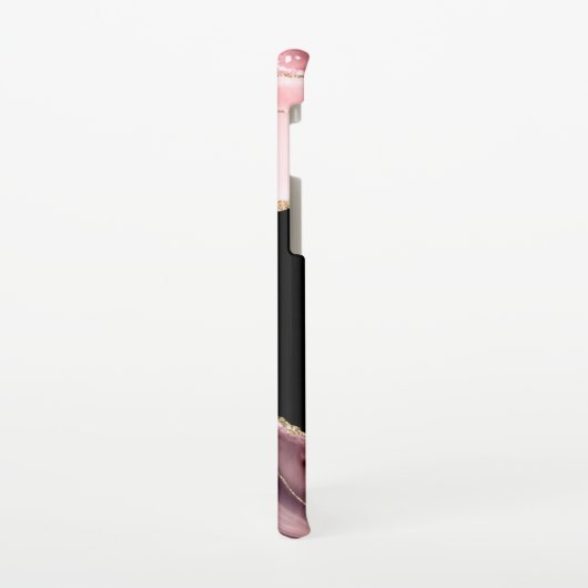 Coque Samsung Galaxy Tons de rose Agate & Parties scintillant or - Mono (Côté gauche)